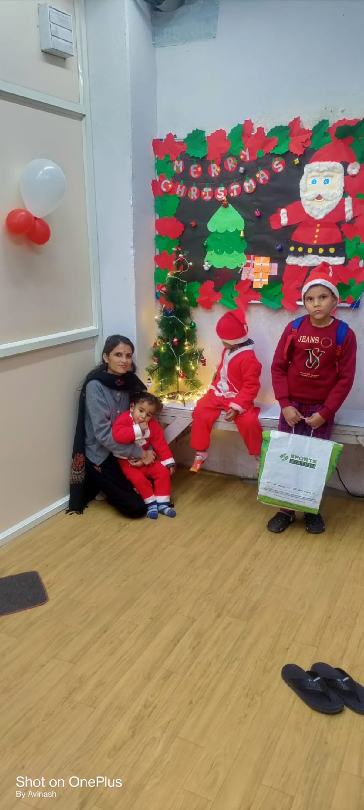 Family with children at a Christmas celebration