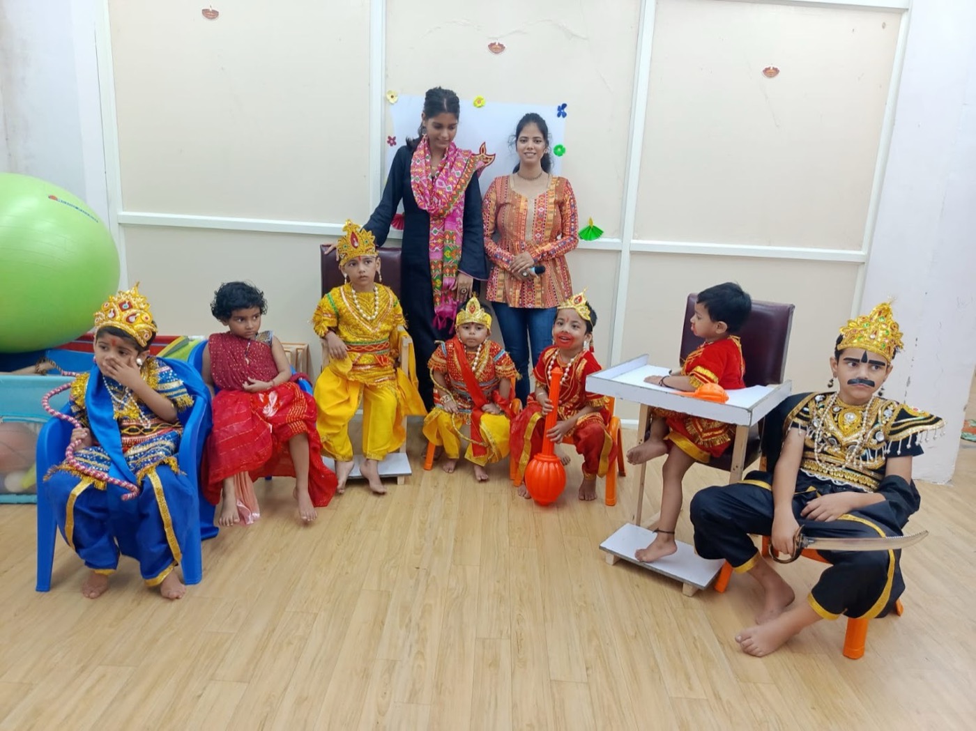 Children in costume dress-up during a school celebration